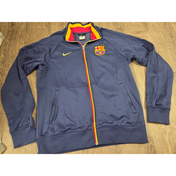 Nike FCB Football Barcelona Men's Navy Blue Drifit Full Zip Jacket Size Medium - Picture 1 of 7